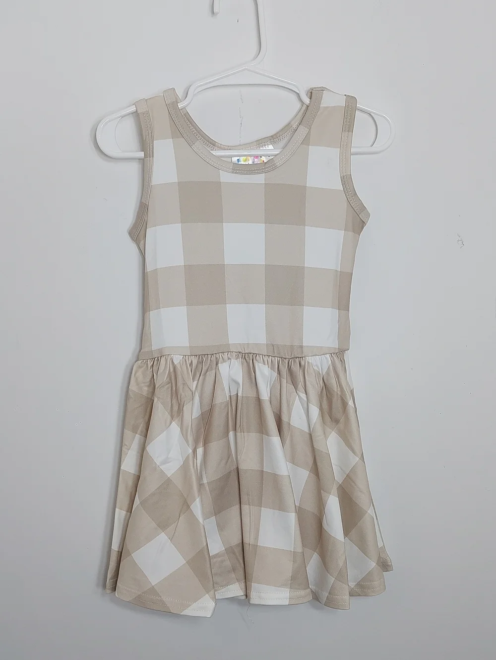 Dot Dot Smile Girls Dress Size 2T Sandstone Check Print Tank Style FLAWED Twirl